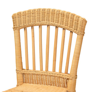 English Elm Modern Seagrass Woven Acacia Wood Dining Chair Set Bohemian Organic Style B2750P467677