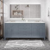 Christopher Knight Home® - Noble House - - 73'' Bathroom Vanity With Marble Top & Double Ceramic Sinks, 4 Doors, 4 Drawers, Grey