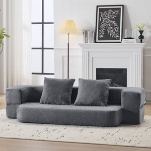 English Elm Ebern Transformable Sectional Sofa With Foam Bed - Versatile Light Grey Chenille Lounger For Small Spaces W1829P280221