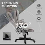 English Elm Homcom 6 Point Vibrating Massage Office Chair With Heat, Microfiber High Back Executive Office Chair With Reclining Backrest, Padded Armrests and Remote, Gray