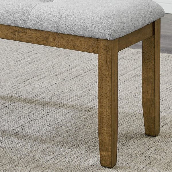 English Elm Dafne Tufted Upholstered Dining Bench Walnut Frame Light Gray Polyester Seat B2749P413311
