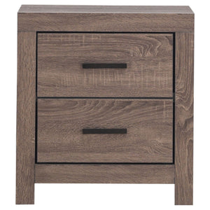English Elm Geary Oak 4-Piece Slatted Headboard Bedroom Set with Barrel Oak Finish, Solid Wood Coastal Style Ensemble B062S00999