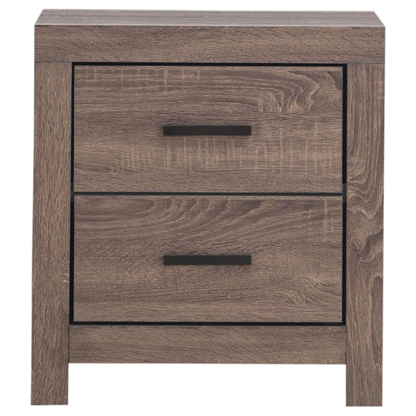 English Elm Geary Oak 4-Piece Slatted Headboard Bedroom Set with Barrel Oak Finish, Solid Wood Coastal Style Ensemble B062S00999