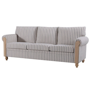 English Elm 3 Seater Pu Leather Sofa with Roll Arms Pocket Spring Support and Birch Legs W680P409288