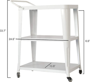 English Elm 3-tier Metal Rolling Cart with Swivel Casters Sleek White Kitchen Bar Serving Station B011P236767