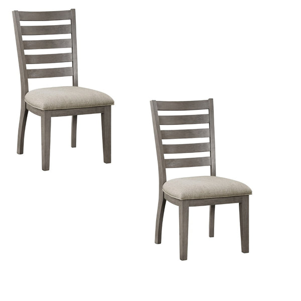 English Elm Trea Ladder Back Dining Chairs Set of 2 Gray Wood Frame with Cushioned Seat B056P412616