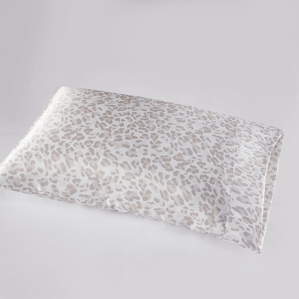 JLA Home Madison Park Essentials - Luxury Satin Leopard Pillowcases Set of 2 — Silky, Wrinkle-Resistant, Hair & Skin Protecting Elegance Taupe Leopard MPE21-998