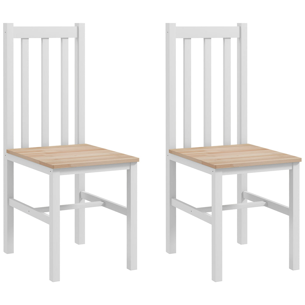 English Elm Homcom Farmhouse Armless Dining Chairs, Set Of 2 - Rustic White Slat-Back Design For Comfort W2225P173886