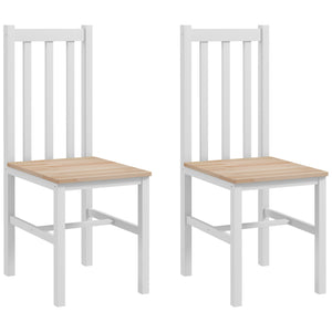 English Elm Homcom Farmhouse Armless Dining Chairs, Set Of 2 - Rustic White Slat-Back Design For Comfort W2225P173886