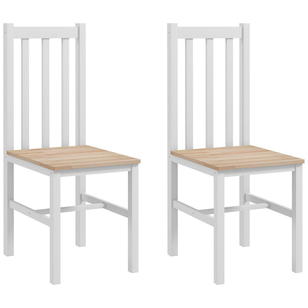 English Elm Homcom Farmhouse Armless Dining Chairs, Set Of 2 - Rustic White Slat-Back Design For Comfort W2225P173886