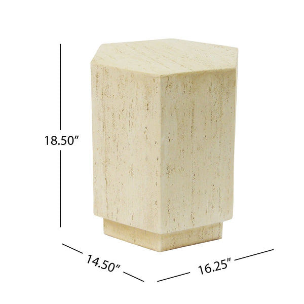 English Elm Christopher Knight Home® - MGO Hexagonal Archaistic Side Table Antique Brown — Sturdy MGO Column, Vintage Patina, Indoor/Outdoor Use N770P200134A