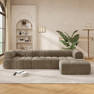 English Elm Christopher Knight Home® - 122" Modern L-Shaped Sectional Sofa with High-Resilience Foam, Low-Profile Design, Stain-Resistant Fabric Comfort Espresso N767P277694S