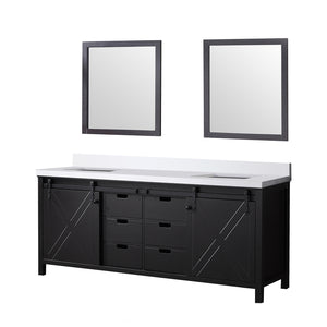 English Elm Brown Double Bath Vanity With White Quartz Countertop, Storage Solutions & Elegant Mirrors Included B2731S00860