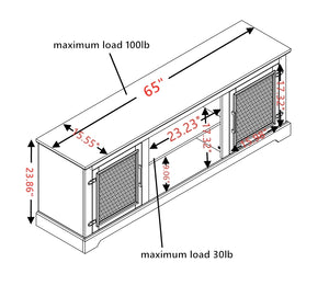 English Elm Natural Rattan TV Stand Console with Fireplace Insert, 65" Wide Entertainment Center, Adjustable Shelves, Cable Management, Boho Midcentury Blend White W1758S00021