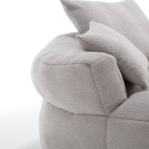 English Elm COOLMORE Chenille Sponge circular sleeper chair with removable washable cover, plush pillows & space-saving design Gray W1539P312254