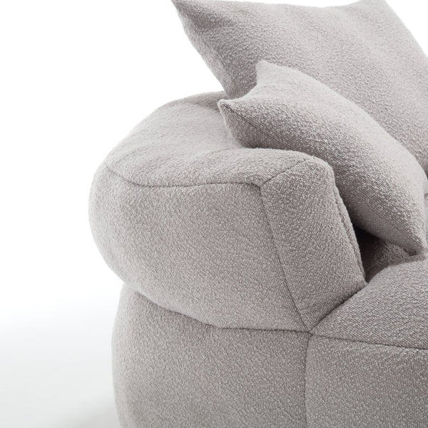 English Elm COOLMORE Chenille Sponge circular sleeper chair with removable washable cover, plush pillows & space-saving design Gray W1539P312254