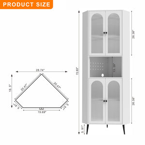English Elm 73'' Tall Steel Corner Cabinet with Adjustable Shelves and Doors for Any Room W3387P450849
