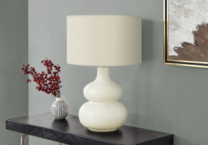 English Elm Lighting, 25" Contemporary Table Lamp With Cream Ceramic Base & Ivory Shade For Stylish Ambiance B2710P220075