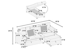 English Elm Contemporary Corduroy Sectional Sleeper with Storage Chaise and Usb Charging Ports B011S02175