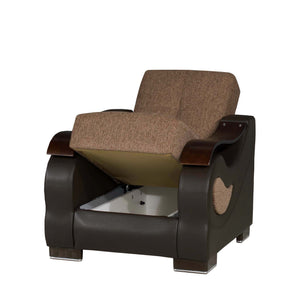English Elm PrimeNest Urbanova Convertible Upholstered Armchair with Storage, Chenille Comfort & Space-Saving Design Brown B030P286224