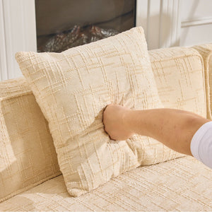 English Elm Beige Curved Compressed Sofa — Nordic Minimalist Foam & Spring Design, Soft Upholstery, Easy Setup W3612S00012