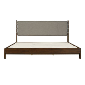 English Elm Christopher Knight Home® - Modern King Bed Frame Set with Two Nightstands, Sleek Wood Platform Bed with Headboard & Storage Drawers Light Gray,Walnut N770S498D97D98D
