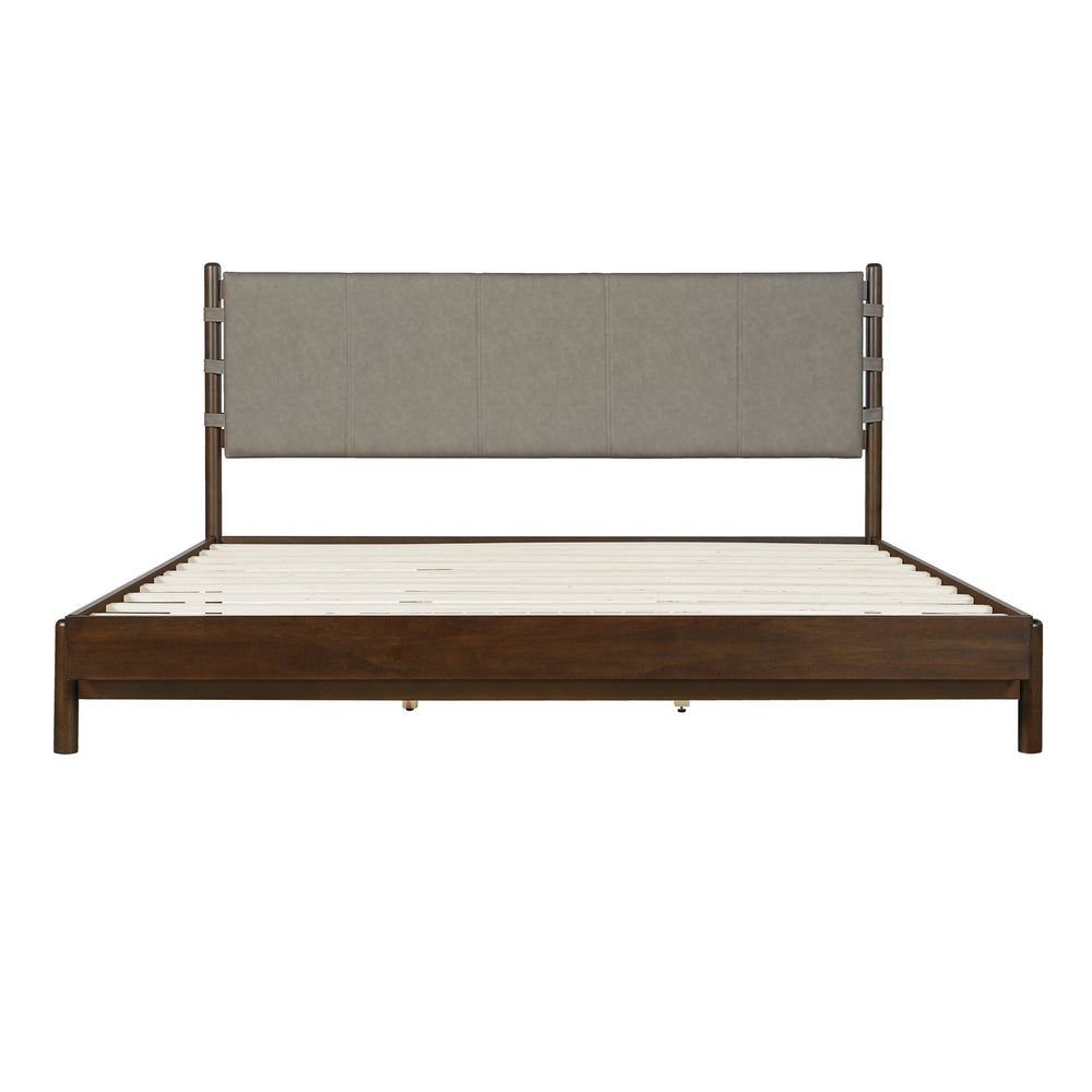 English Elm Christopher Knight Home® - Premium Rubber Wood Platform Bed Frame - King Size Mid-Century Modern Design With Elegant Walnut Finish N770P288597D_N770P288598D