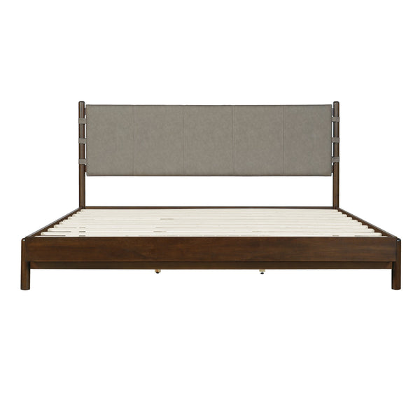 English Elm Christopher Knight Home® - Premium Rubber Wood Platform Bed Frame - King Size Mid-Century Modern Design With Elegant Walnut Finish N770P288597D_N770P288598D