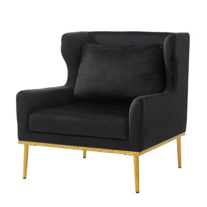 English Elm Modern Velvet Accent Chair Curved Arms Plush Cushion Upholstered Seat for Living Room Black N763P360686B