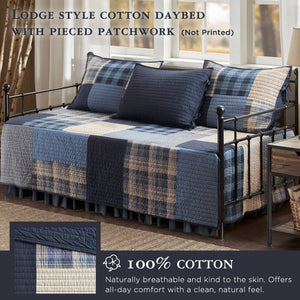 English Elm 5-piece Cotton Daybed Cover Set with Printed Coverlet Three Shams and Tailored Bedskirt B035P463259