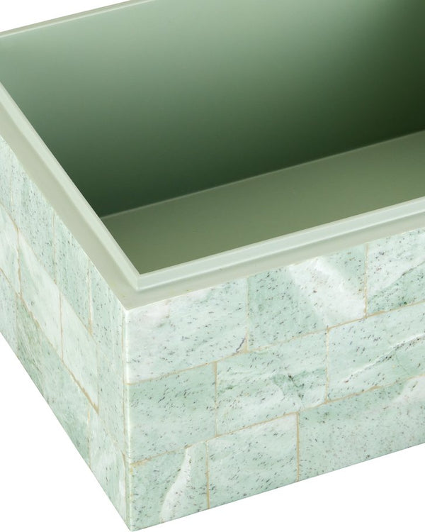 Currey & Company Fiona Box – Exquisite Artisanal Keepsake Holder With Serpentine Mosaic And Elegant Mint Interior Green Stone ,Abalone ,Engineered Wood 1200-1025-currey-company