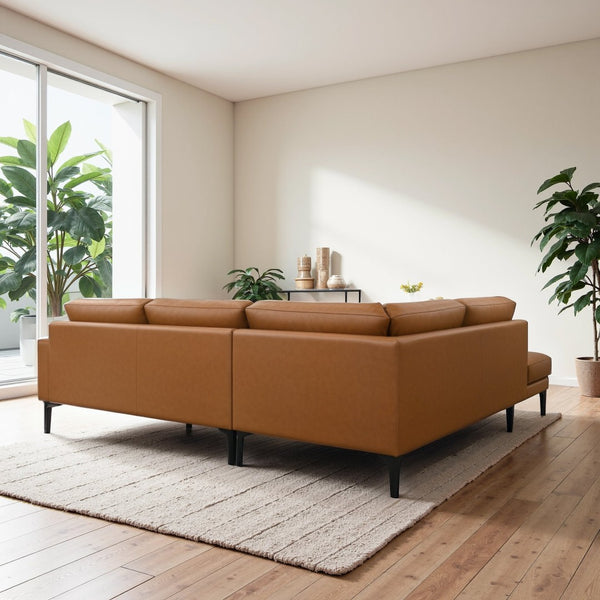 English Elm Bristol Vegan Leather Sectional Sofa Mid-century Modern Left Chaise Living Room B183S00209