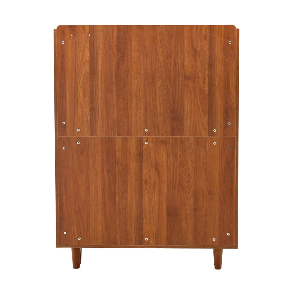 English Elm The modern minimalist MDF shoe cabinet with walnut finish, metal legs, multi-drawer storage, 49.2" L elegant organizer W3226P278926