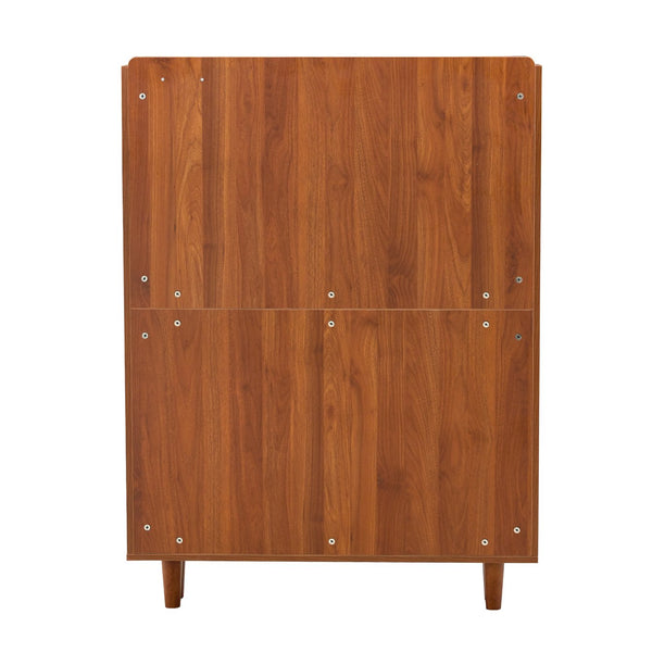 English Elm The modern minimalist MDF shoe cabinet with walnut finish, metal legs, multi-drawer storage, 49.2" L elegant organizer W3226P278926