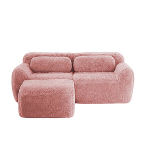English Elm L-shaped Plush Sectional Sofa Boneless Cloud Comfort Floor Lounge with Chaise for Bedroom Pink W714S01556