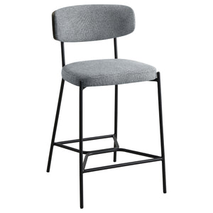 English Elm Joy Counter Height Bar Stool Set of 2 — Modern Curved Back Support, Geometric Metal Footrest, Durable Frame Grey B062P299863