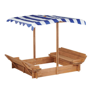 English Elm Kids Cedar Sandbox with Adjustable Canopy Corner Seating Outdoor Backyard Play D720094432