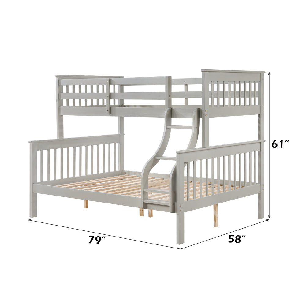 English Elm Marita Gray Twin/Full Bunk Bed - Durable Pine & MDF, 660 lb Capacity, Right Ladder, Easy Assemble B2726S00527