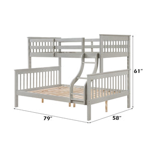 English Elm Marita Gray Twin/Full Bunk Bed - Durable Pine & MDF, 660 lb Capacity, Right Ladder, Easy Assemble B2726S00527