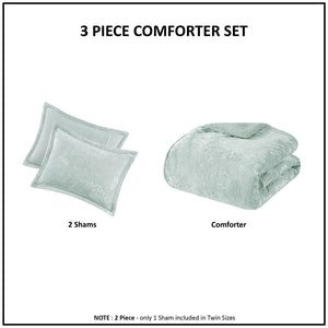 JLA Home Intelligent Design - Crushed Velvet Sherpa Reversible Comforter Set with Hypoallergenic Fill, OEKO‑TEX, Machine Washable Aqua ID10-2383