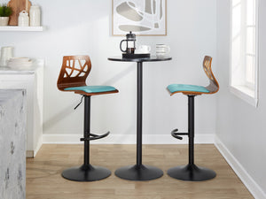 English Elm Adjustable Swivel Barstools Mid-century Metal and Walnut Base Set of 2 for Kitchen B202S02180