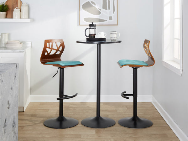 English Elm Adjustable Swivel Barstools Mid-century Metal and Walnut Base Set of 2 for Kitchen B202S02180