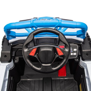 English Elm 12v Kids Electric Utv Ride on Toy with Parental Remote Swing Function and Shock Absorbers Blue W1578P368161