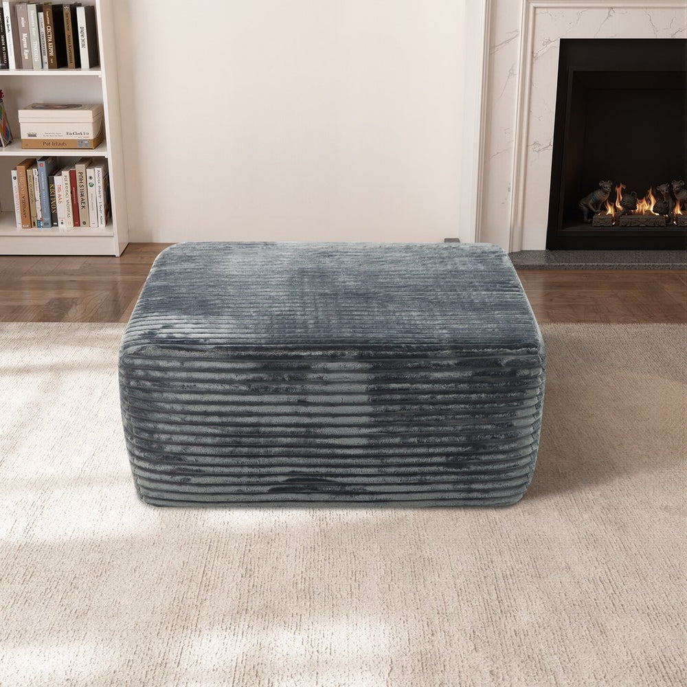 English Elm 373-001/Ottoman//Grey/Plush - Plush Grey Ottoman For Modern Living - Versatile, No Assembly, Cozy Comfort W3975P391669