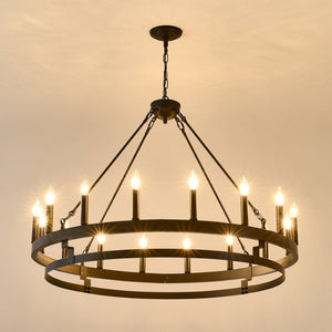 English Elm 39 Inch Matte Black Wagon Wheel Chandelier 16 Candelabra Lights Farmhouse Dining W5008P392763