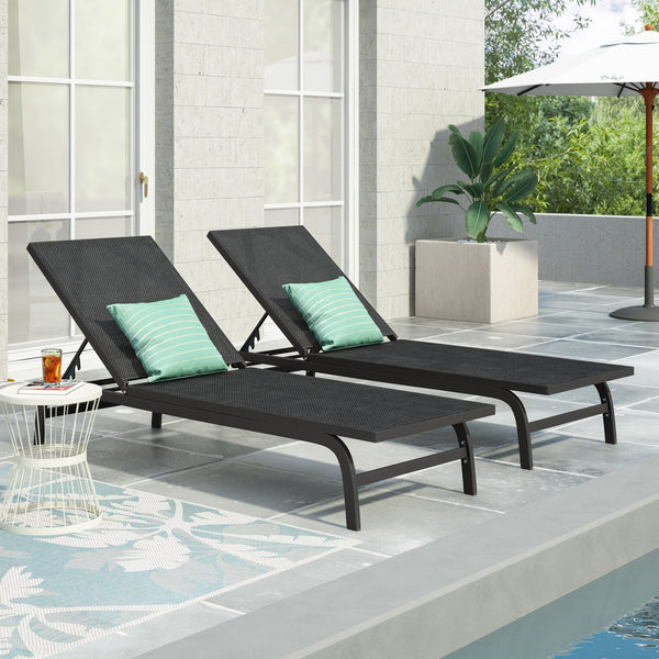 English Elm Christopher Knight Home® - FINN Chaise Lounge Set for Outdoor Patio – Aluminum Frame, Breathable Nylon Mesh, Handcrafted Comfort DARK GREY 71041.00