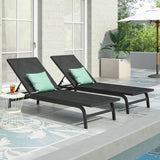 Christopher Knight Home® - Noble House - Finn Outdoor Aluminum And Outdoor Mesh Chaise Lounge, Dark Gray - Set Of 2