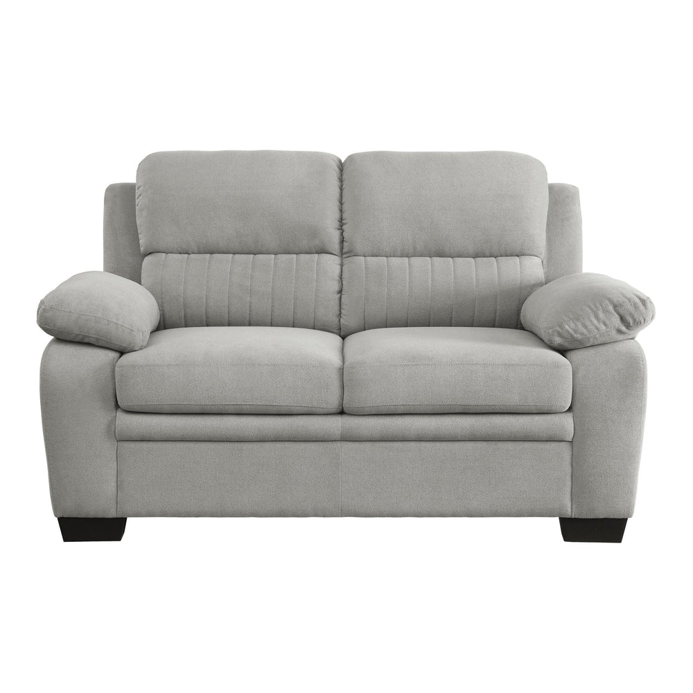 English Elm Plush Gray Textured Loveseat with Channel Tufting, Pillow-Top Arms & Solid Wood Frame, Modern Living Room B011P214024