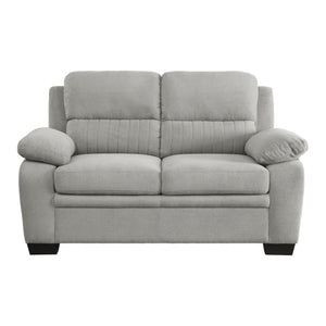 English Elm Plush Gray Textured Loveseat with Channel Tufting, Pillow-Top Arms & Solid Wood Frame, Modern Living Room B011P214024