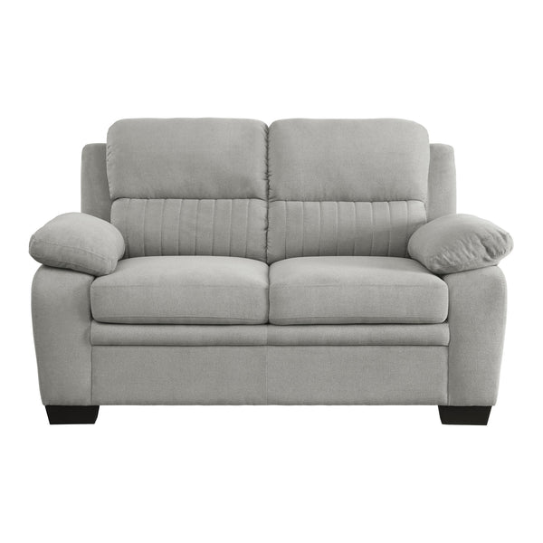 English Elm Plush Gray Textured Loveseat with Channel Tufting, Pillow-Top Arms & Solid Wood Frame, Modern Living Room B011P214024